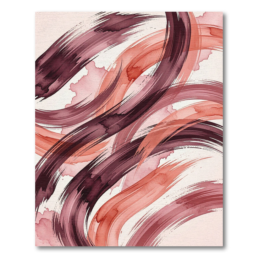 Crimson Coral Swirl Watercolor Brushstroke Rug