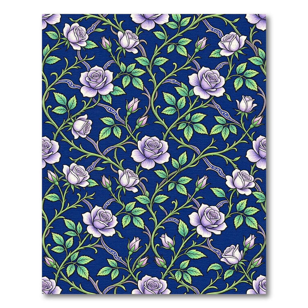 Lavendar Rose Vine Intricate Scroll Rug