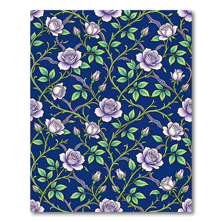 Lavendar Rose Vine Intricate Scroll Rug