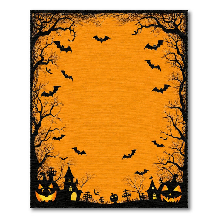 Spooky Halloween Orange Bat Area Rug