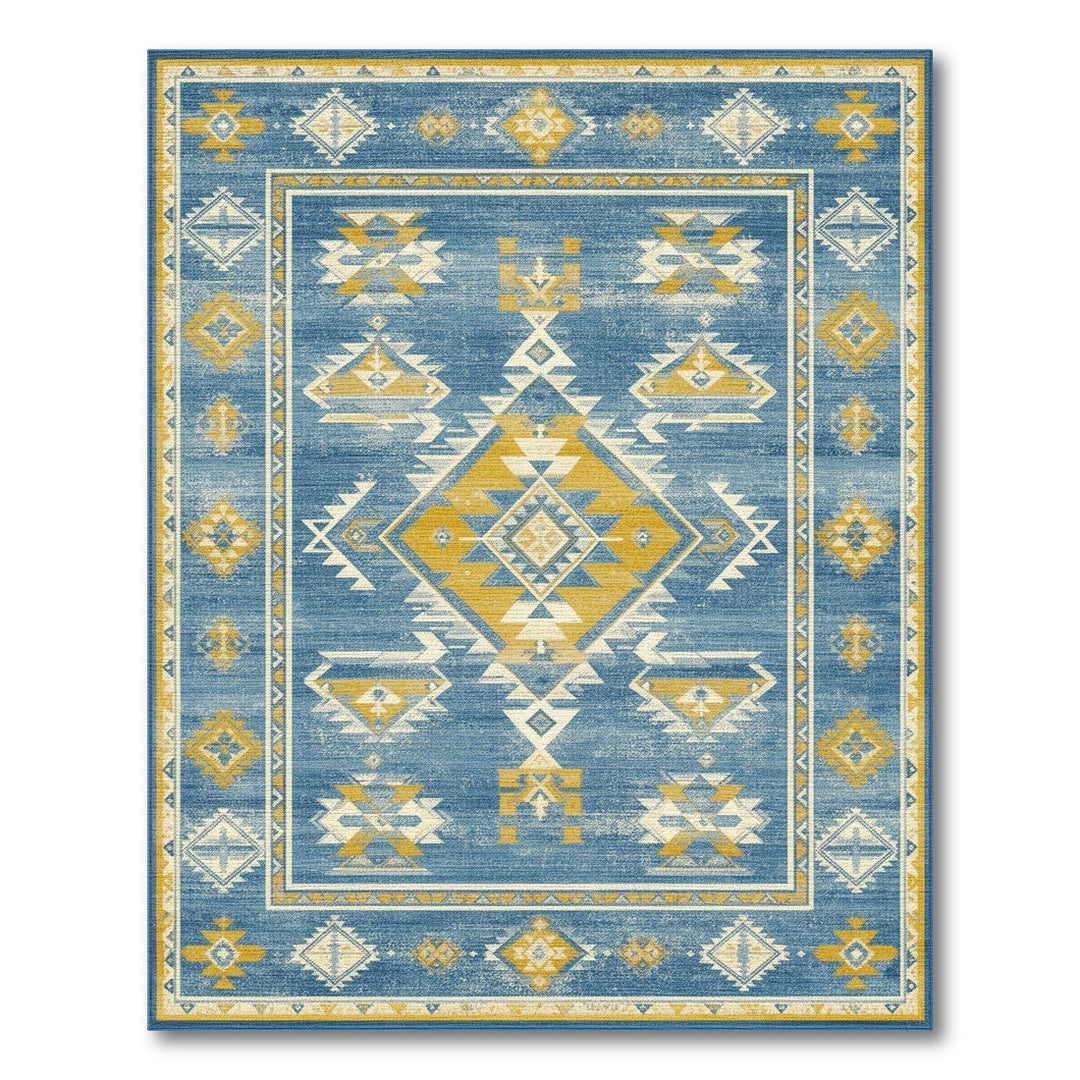 Blue Southwestern Area Rug