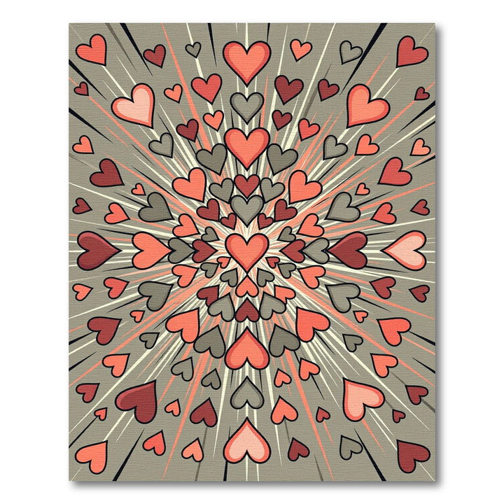 Explosion Hearts Coral Gray Rug