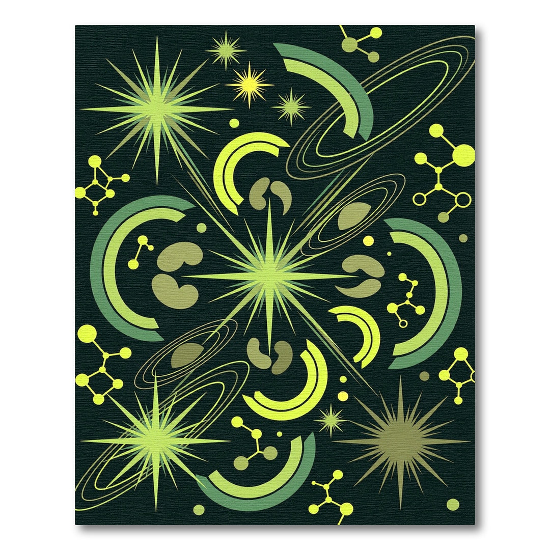 Lime Green Cosmic Atomic Burst Rug