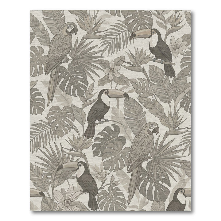 Taupe Tropical Toucans and Macaws Rug