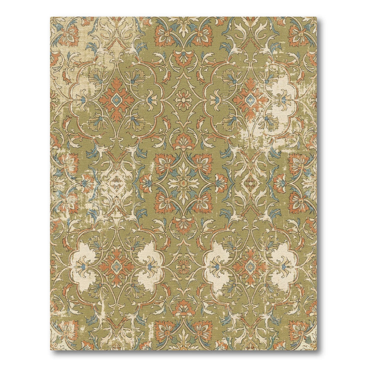 Olive Green Floral Medallion Rug