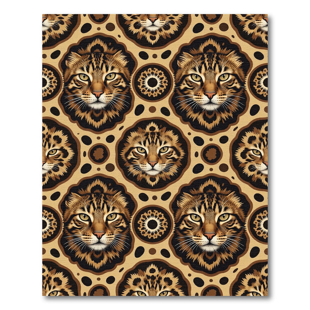 Exotic Wild Cat Face Ornament Rug