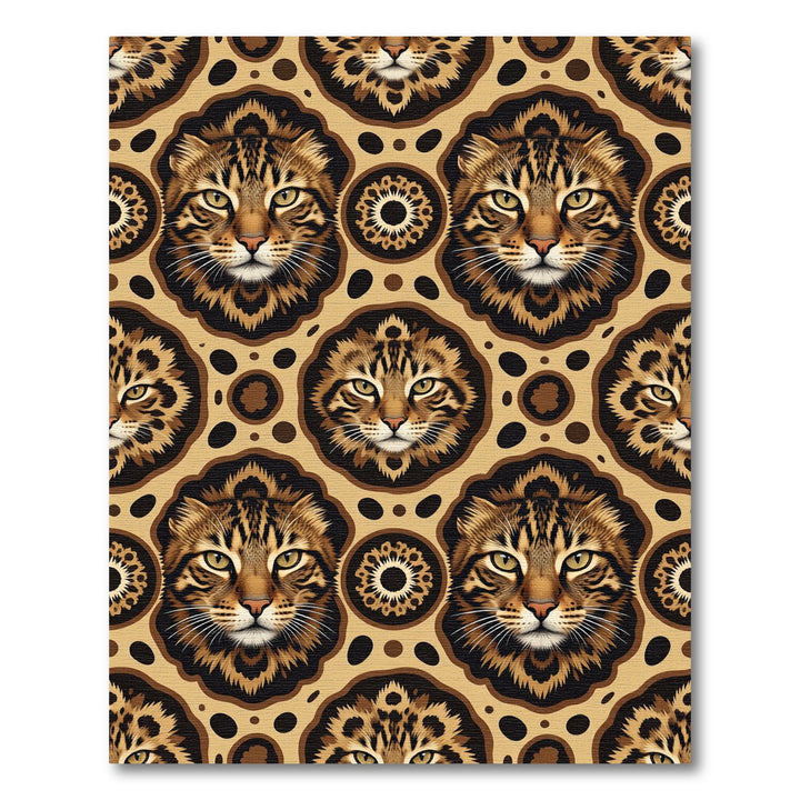 Exotic Wild Cat Face Ornament Rug