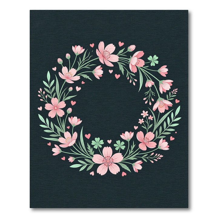 Pink Cherry Blossom Wreath Heart Medley Rug