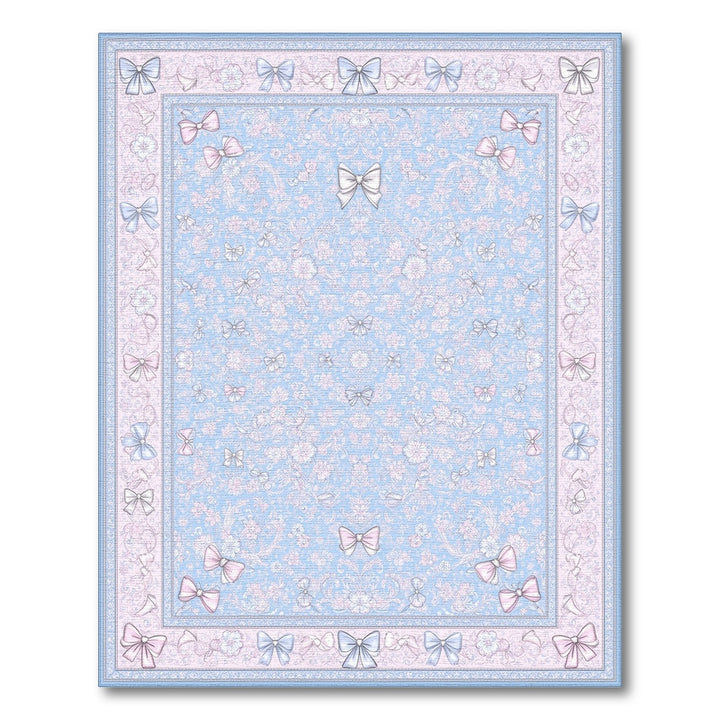 Pastel Blue Floral Bow Area Rug