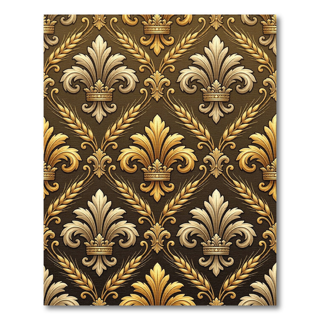 Golden Fleur de Lis Wheat Flourish Rug