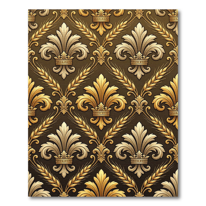 Golden Fleur de Lis Wheat Flourish Rug