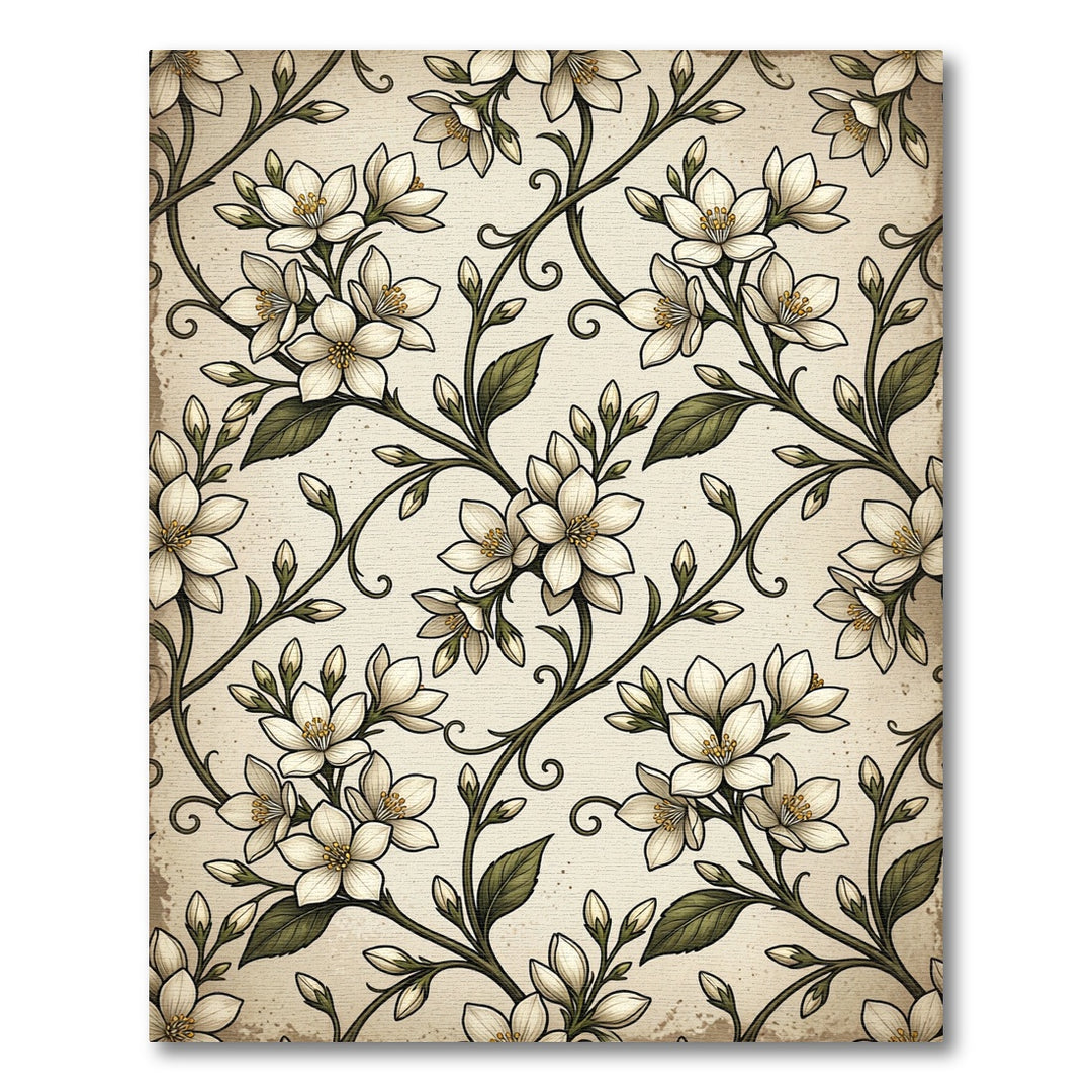 Vintage Ivory Floral Swirl Rug