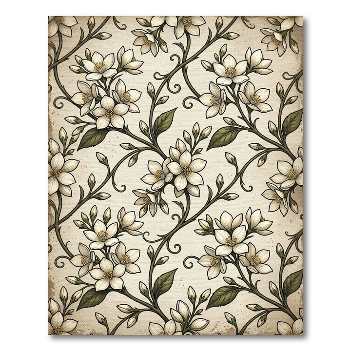 Vintage Ivory Floral Swirl Rug