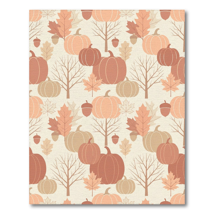 Autumn Harvest Pumpkin Oak Leaf Abundance Rug