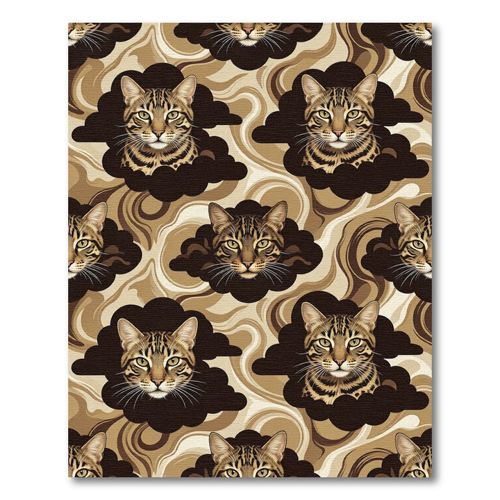 Brown Feline Cloud Swirl Rug