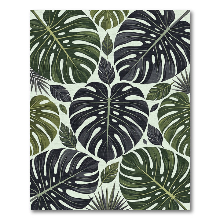 Earthy Deep Green Tropical Foliage Rug