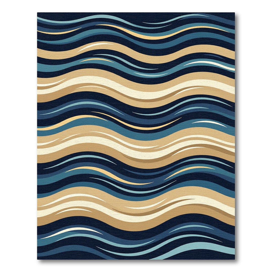 Deep Blue Golden Swirl Wave Rug