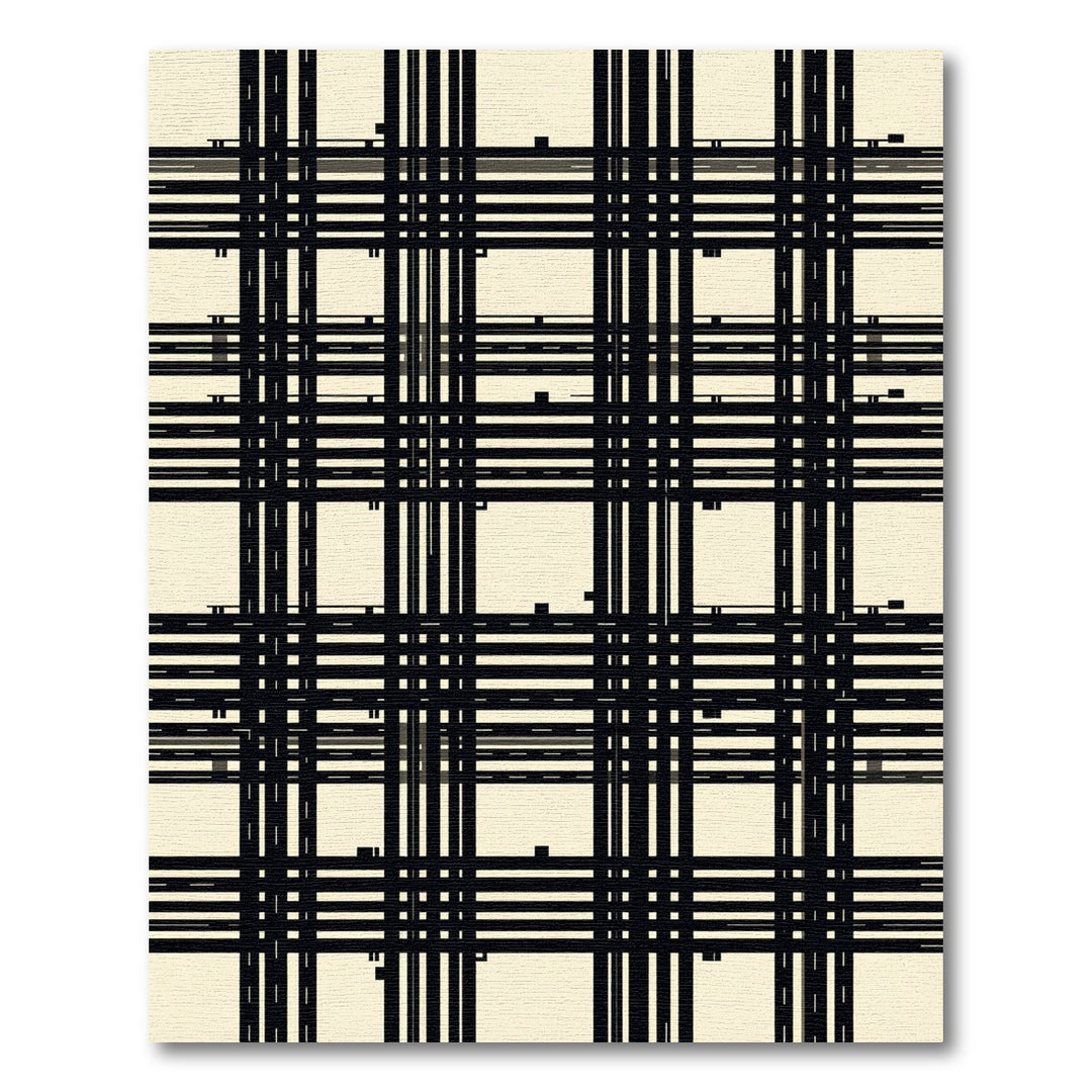 Minimalist Black White Grid Lines Rug