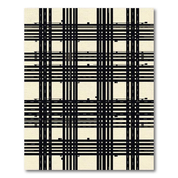 Minimalist Black White Grid Lines Rug