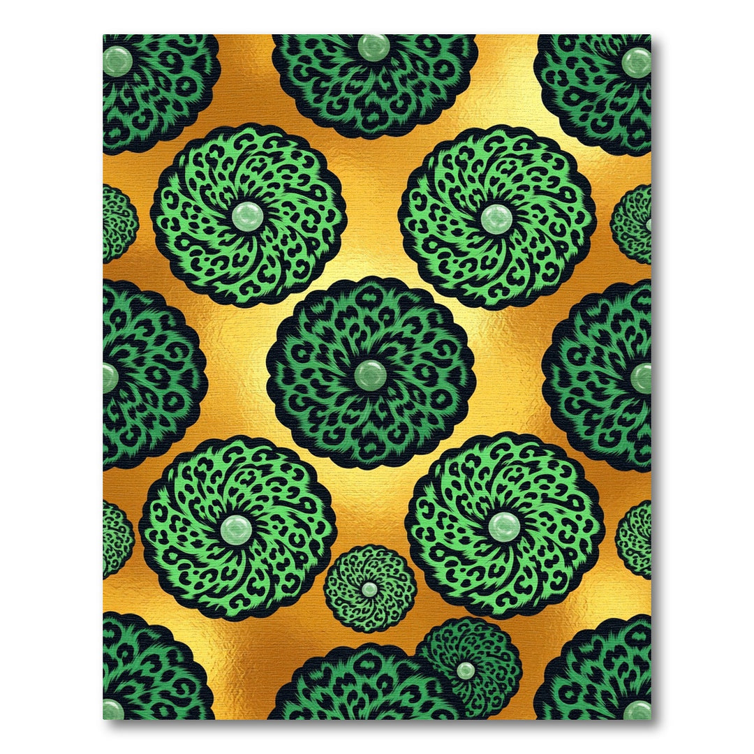 Vibrant Green Leopard Flower Medallion Rug