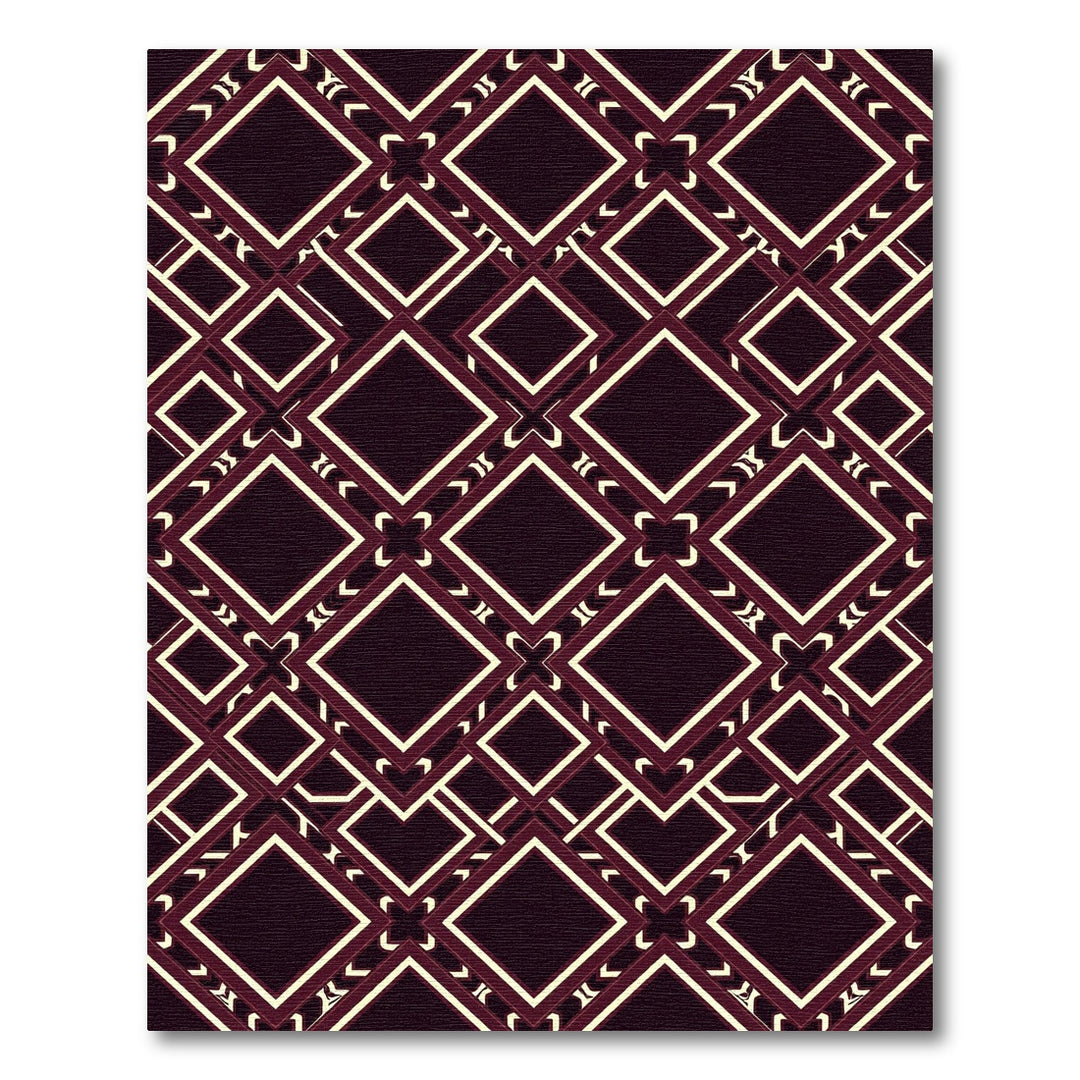 Art Deco Burgundy Diamond Geometric Rug