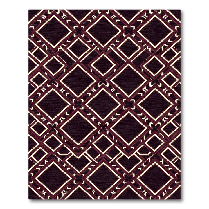 Art Deco Burgundy Diamond Geometric Rug
