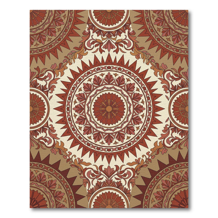 Terracotta Crimson Medallion Floral Rug
