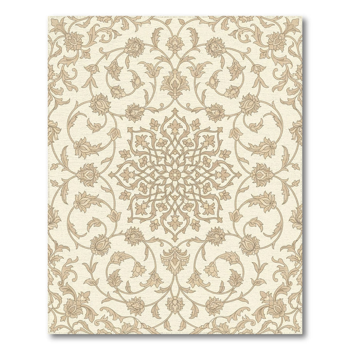 Cream Caramel Floral Medallion Vine Rug