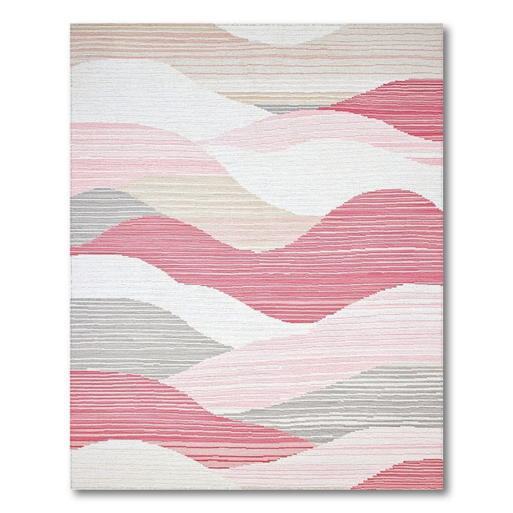 Pink Abstract Wave Area Rug