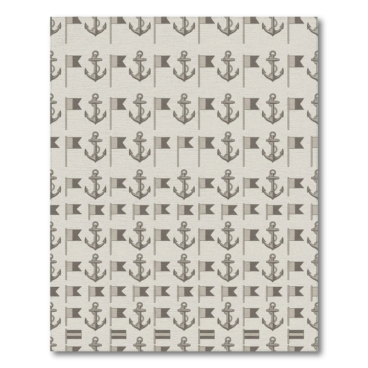 Nautical Anchor Flag Repeat Taupe Rug