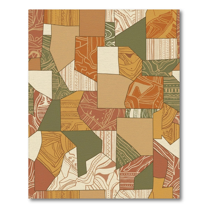 Earthy Tone Abstract Patchwork Collage Rug