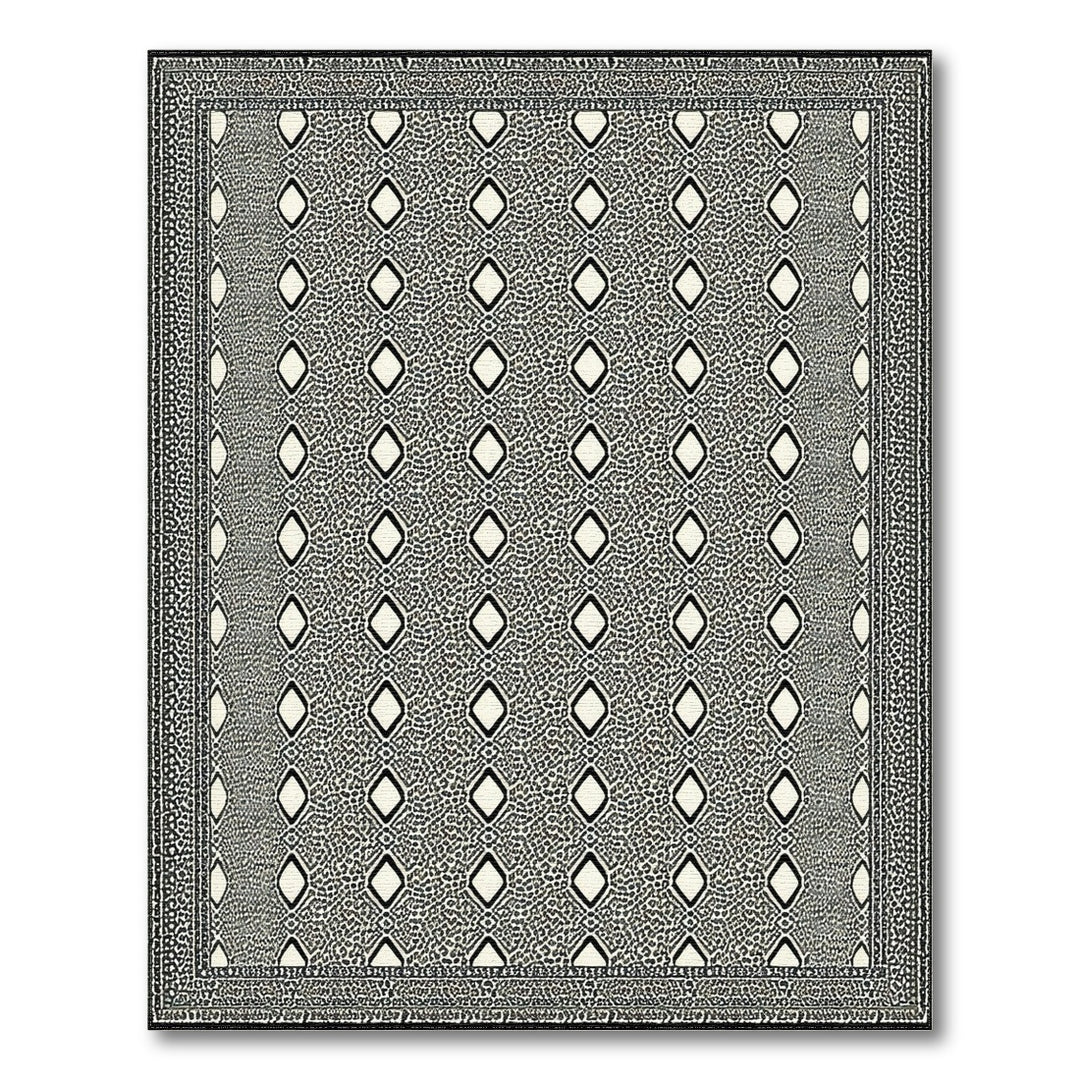 Black White Diamond Geometric Area Rug