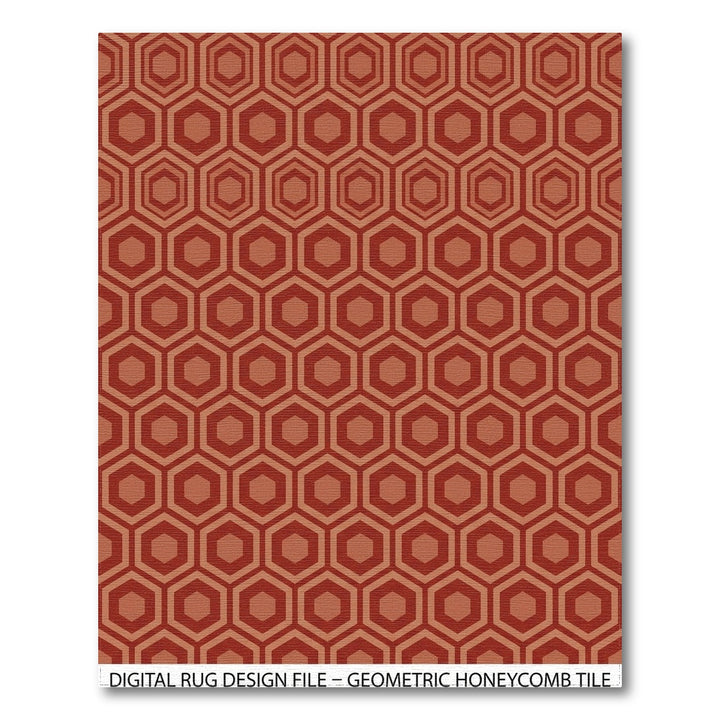 Terracotta Red Hexagon Geometric Rug