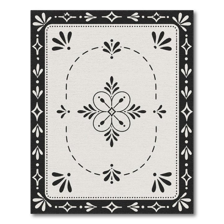 Black White Floral Vintage Black and White Area Rug