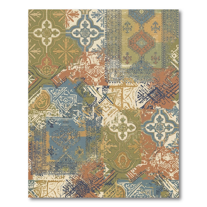 Distressed Earth Tone Medallion Patchwork Rug