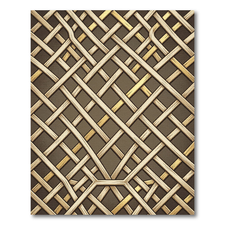 Woven Wood Gold Geometric Rug