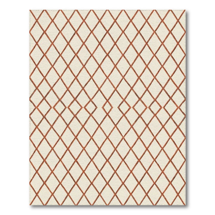 Warm Terracotta Diamond Grid Rug