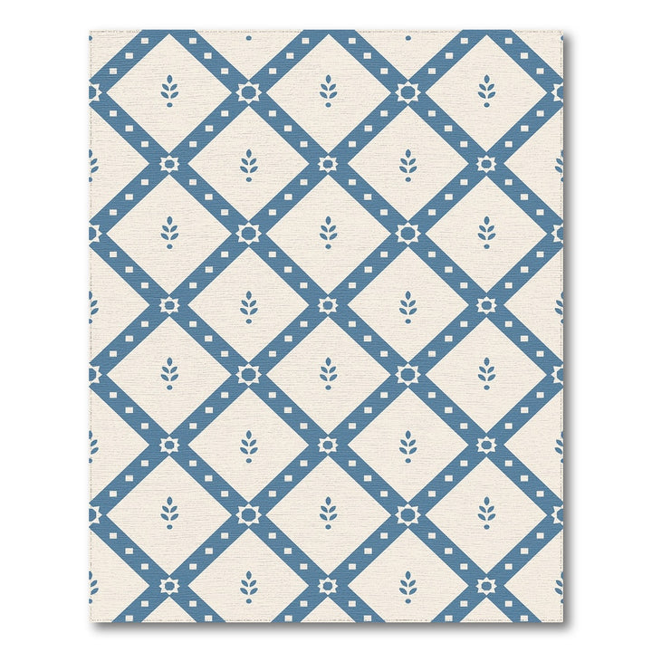 Blue Geometric Diamond Lattice Area Rug