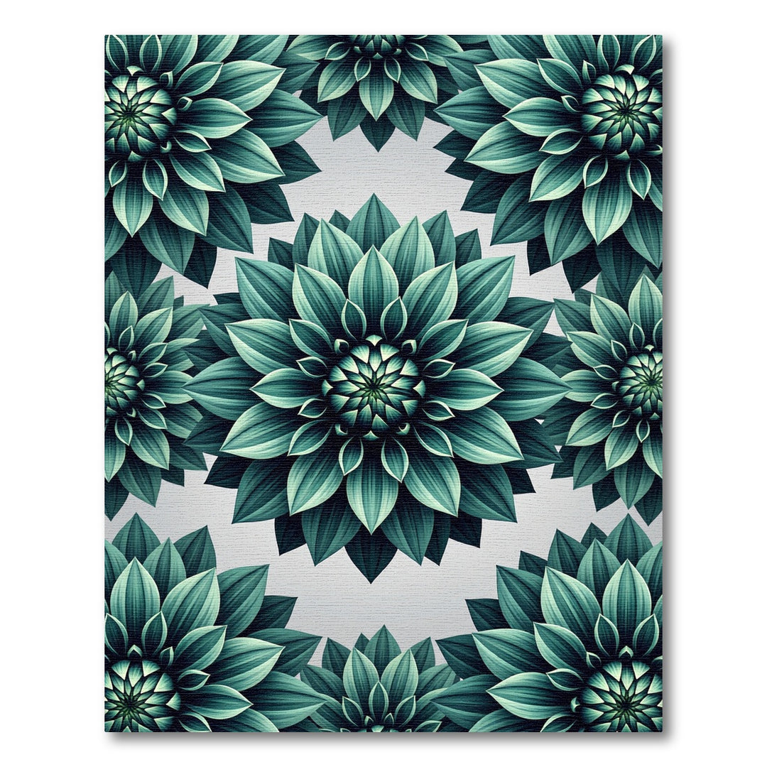 Teal Dahlia Bloom Seamless Rug