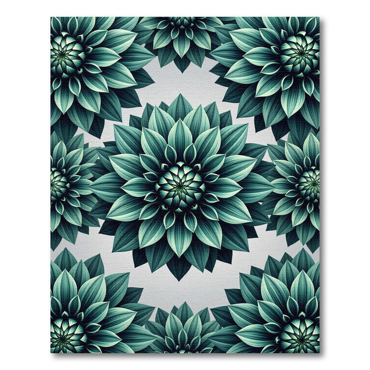 Teal Dahlia Bloom Seamless Rug