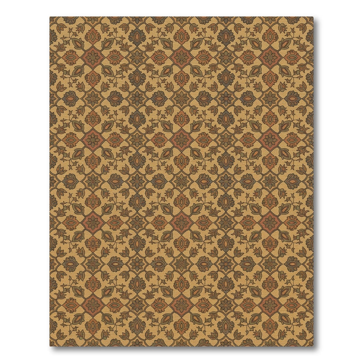 Vintage Earthy Floral Lattice Rug