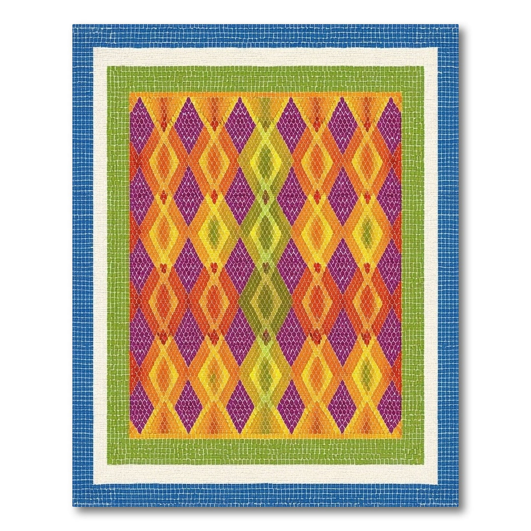 Vibrant Multi-Color Diamond Mosaic Area Rug