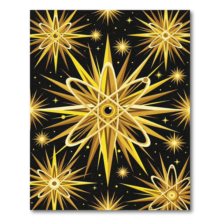 Golden Atomic Sunburst Eye Rug