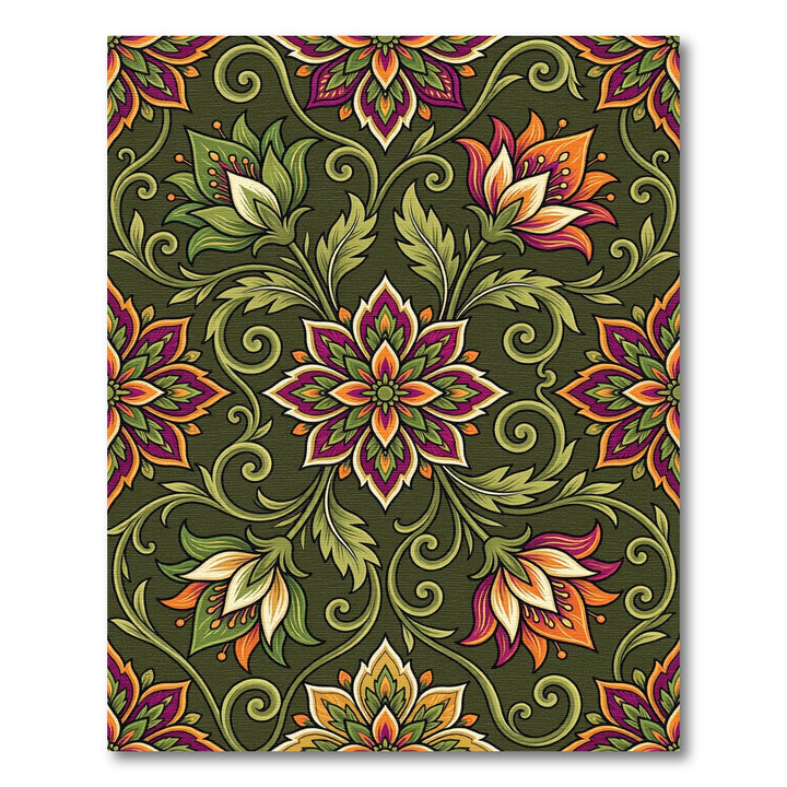 Ornate Floral Medallion Emerald Rug