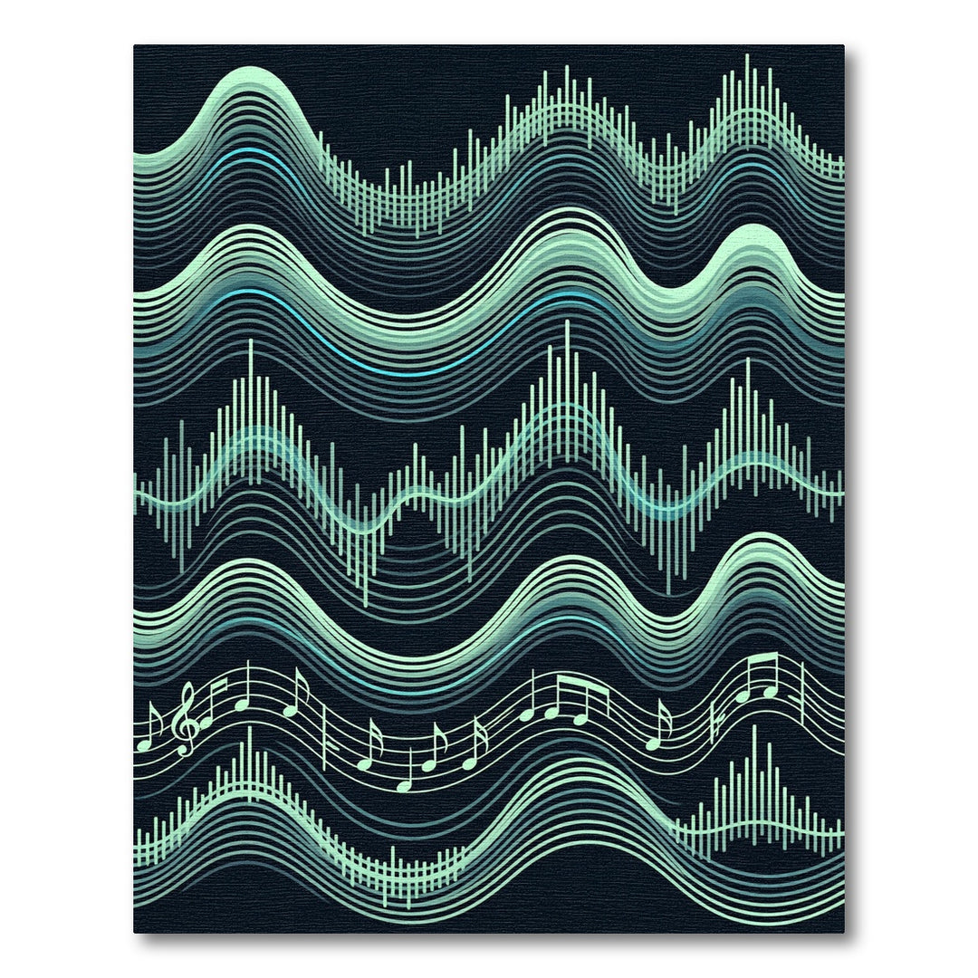 Aqua Waves And Musical Notes Rug