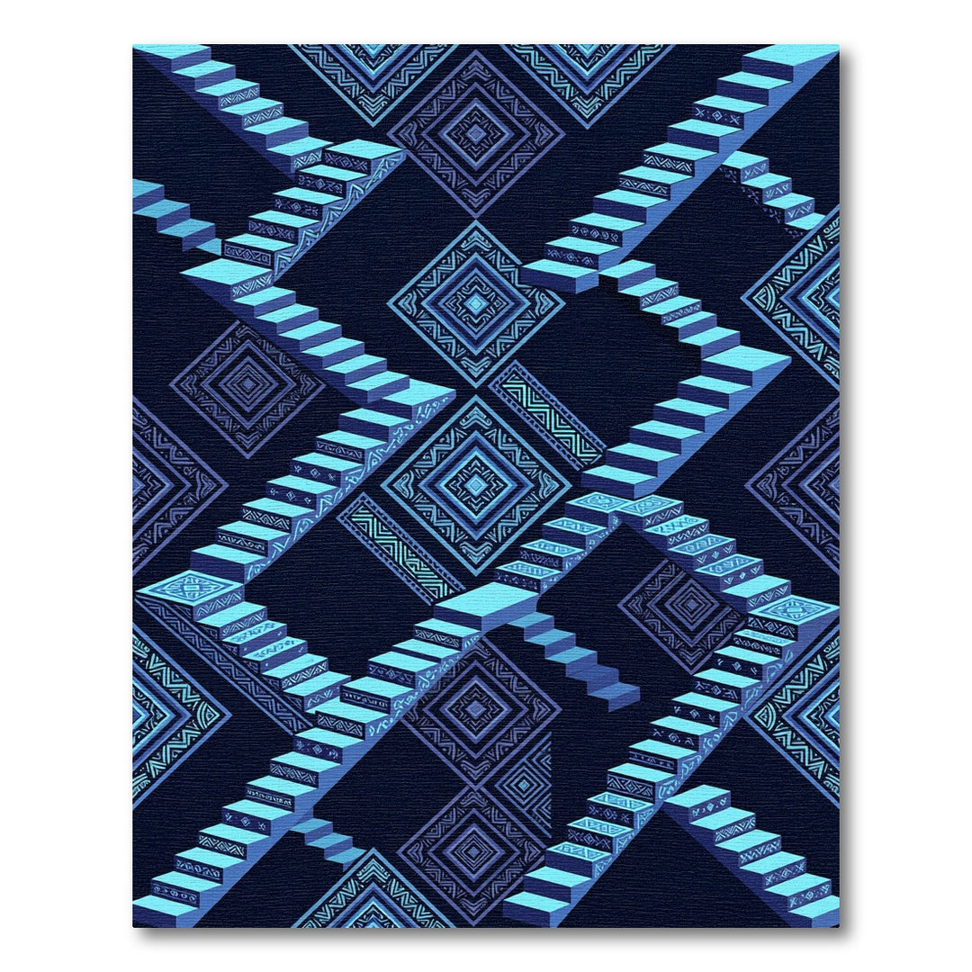 Illusionary Blue Diamond Staircase Rug