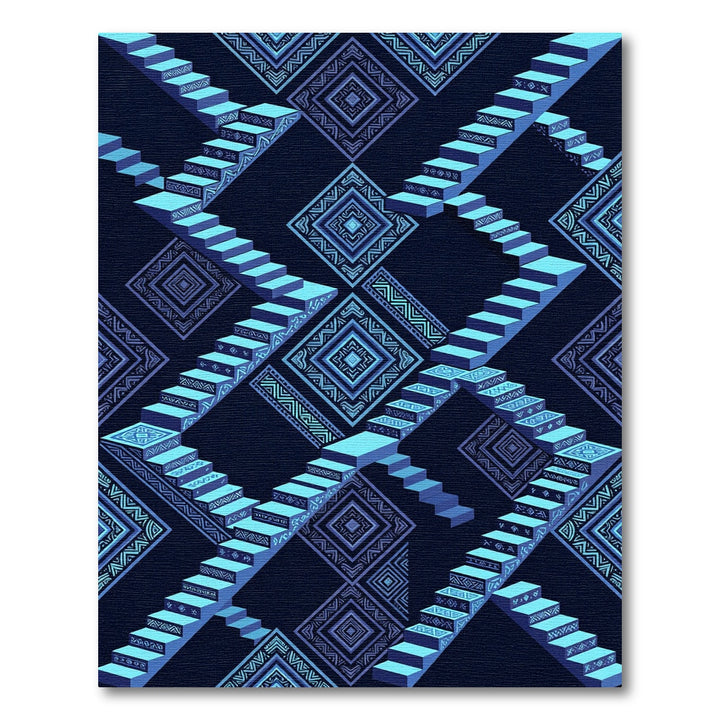 Illusionary Blue Diamond Staircase Rug