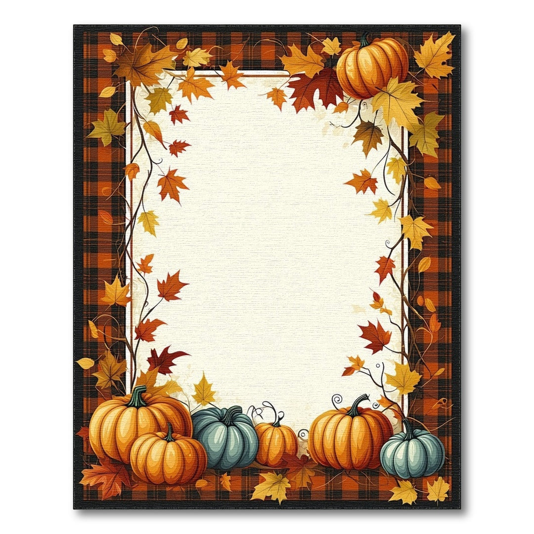 Autumn Pumpkin Plaid Washable Area Rug