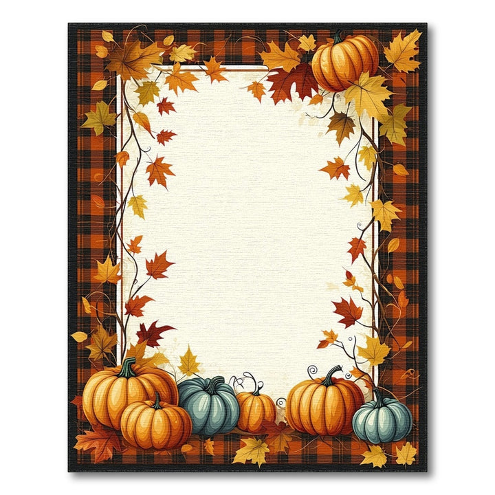 Autumn Pumpkin Plaid Washable Area Rug