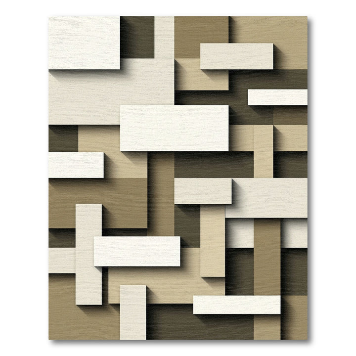 Geometric Brown and Cream Textured Layout Rug